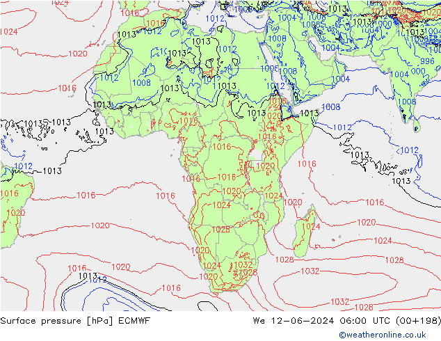 Yer basıncı ECMWF Çar 12.06.2024 06 UTC