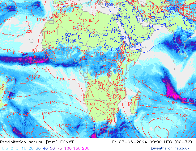 Precipitation accum. ECMWF  07.06.2024 00 UTC