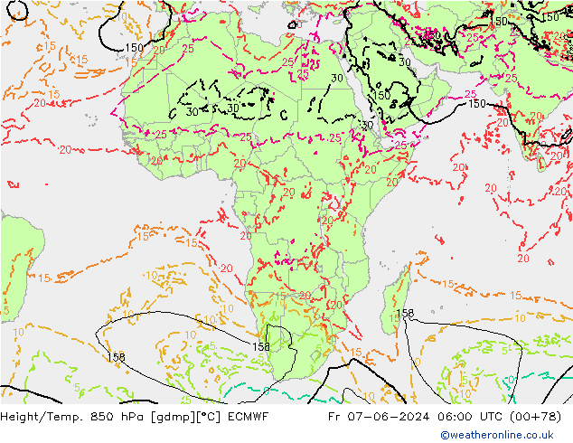 Z500/Rain (+SLP)/Z850 ECMWF Pá 07.06.2024 06 UTC