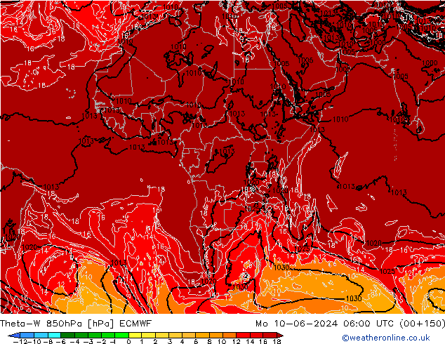 Theta-W 850hPa ECMWF Seg 10.06.2024 06 UTC