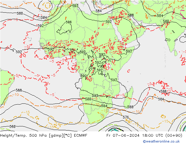 Z500/Rain (+SLP)/Z850 ECMWF Fr 07.06.2024 18 UTC