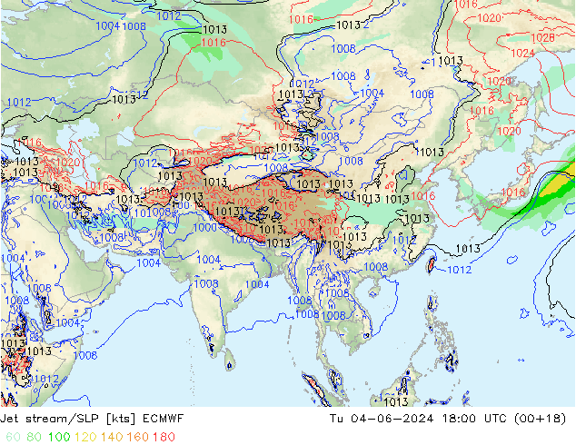 Straalstroom/SLP ECMWF di 04.06.2024 18 UTC