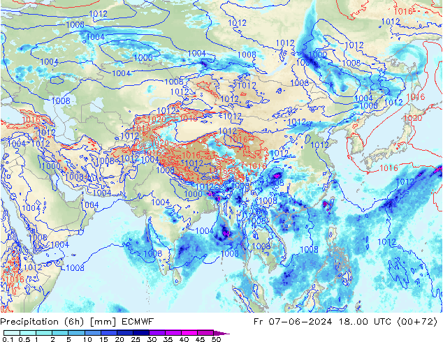 Z500/Rain (+SLP)/Z850 ECMWF Fr 07.06.2024 00 UTC