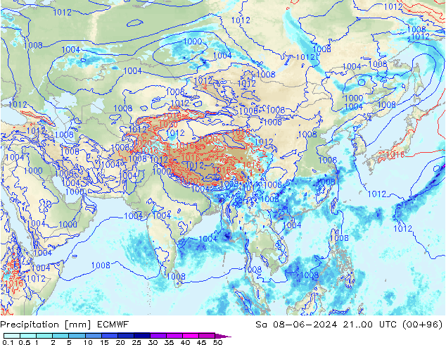 Precipitazione ECMWF sab 08.06.2024 00 UTC