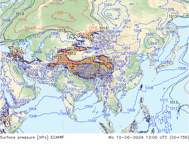 Bodendruck ECMWF Mo 10.06.2024 12 UTC