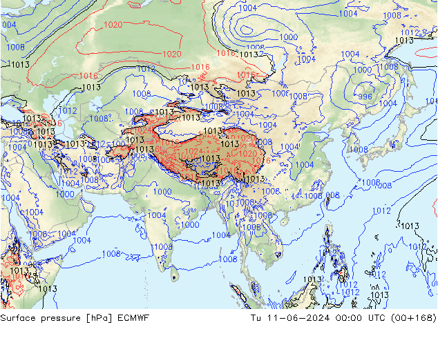 Pressione al suolo ECMWF mar 11.06.2024 00 UTC