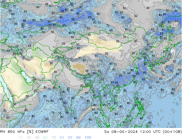 RH 850 hPa ECMWF Sa 08.06.2024 12 UTC