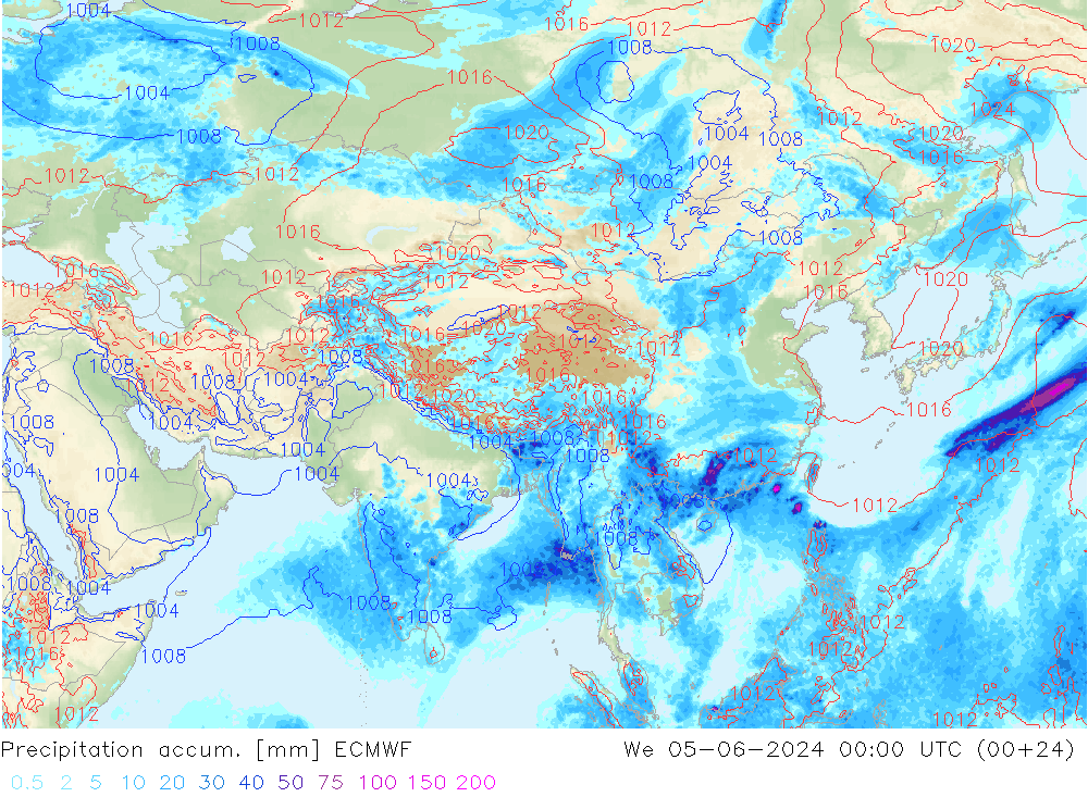 Toplam Yağış ECMWF Çar 05.06.2024 00 UTC