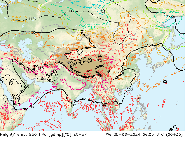 Z500/Rain (+SLP)/Z850 ECMWF We 05.06.2024 06 UTC