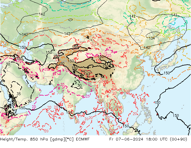 Z500/Yağmur (+YB)/Z850 ECMWF Cu 07.06.2024 18 UTC