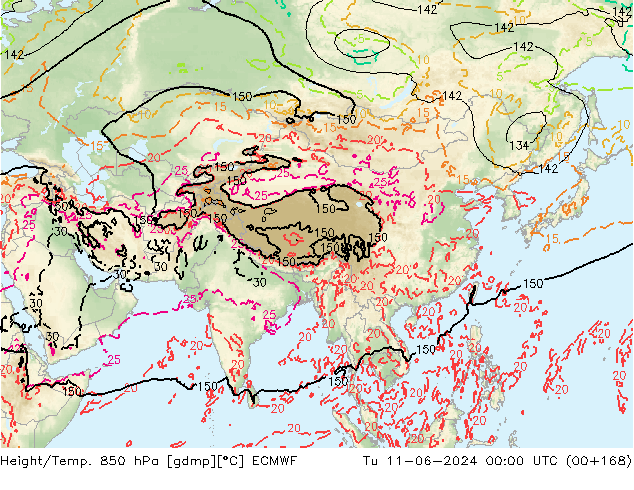 Z500/Rain (+SLP)/Z850 ECMWF mar 11.06.2024 00 UTC