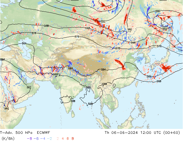 T-Adv. 500 hPa ECMWF Th 06.06.2024 12 UTC