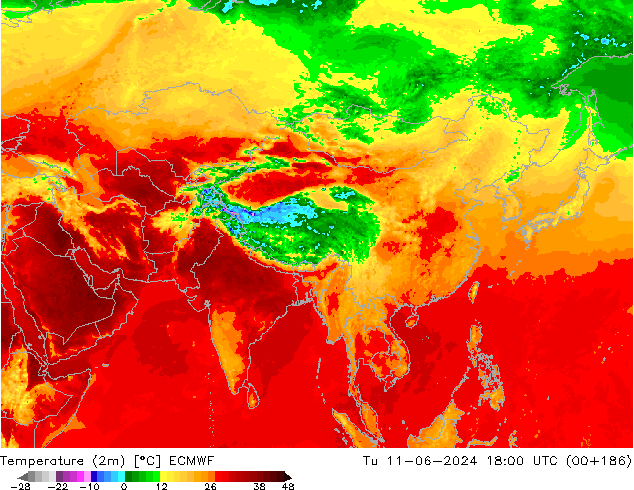 Temperatura (2m) ECMWF mar 11.06.2024 18 UTC