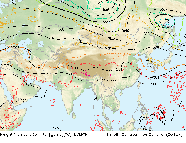 Z500/Rain (+SLP)/Z850 ECMWF jue 06.06.2024 06 UTC