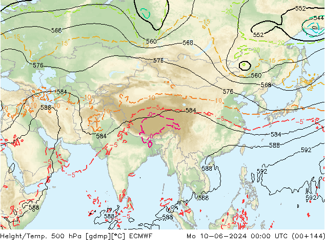 Z500/Rain (+SLP)/Z850 ECMWF Mo 10.06.2024 00 UTC