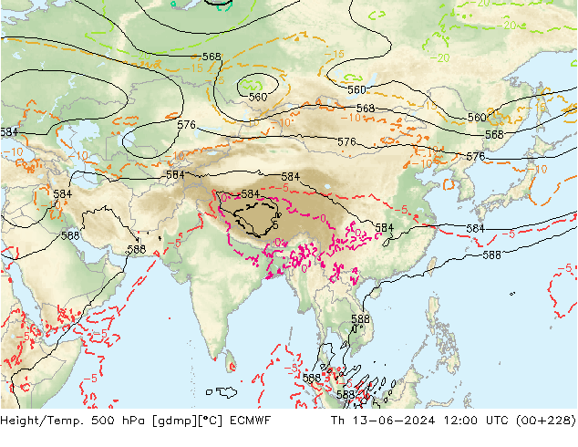 Z500/Rain (+SLP)/Z850 ECMWF jue 13.06.2024 12 UTC