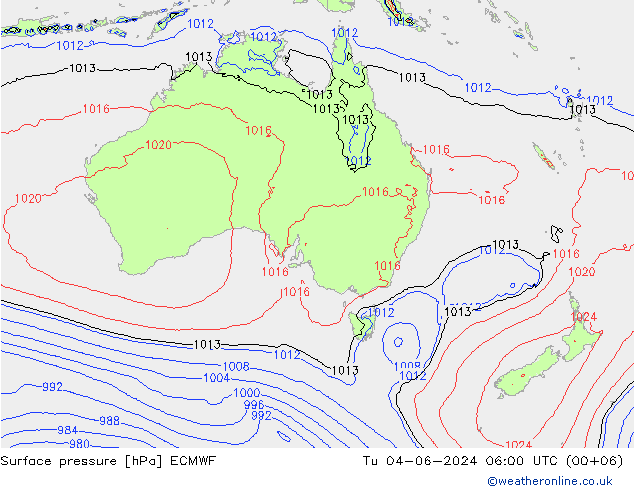 приземное давление ECMWF вт 04.06.2024 06 UTC