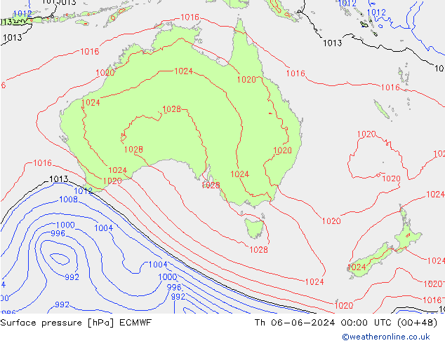 Luchtdruk (Grond) ECMWF do 06.06.2024 00 UTC