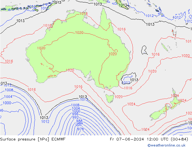 Luchtdruk (Grond) ECMWF vr 07.06.2024 12 UTC