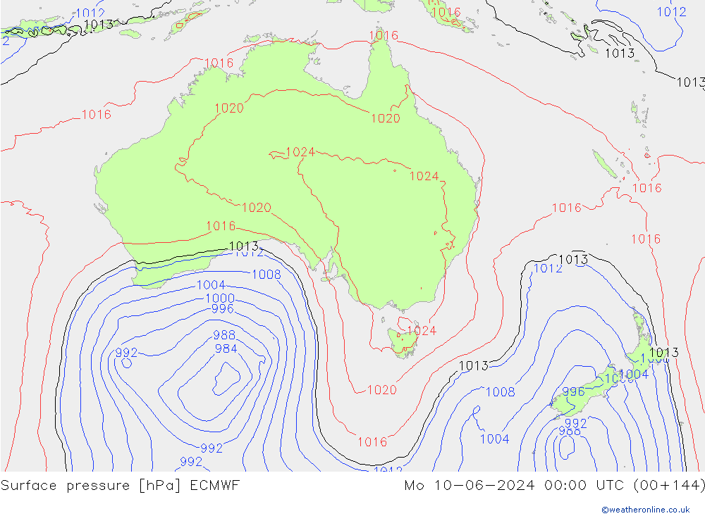 Surface pressure ECMWF Mo 10.06.2024 00 UTC