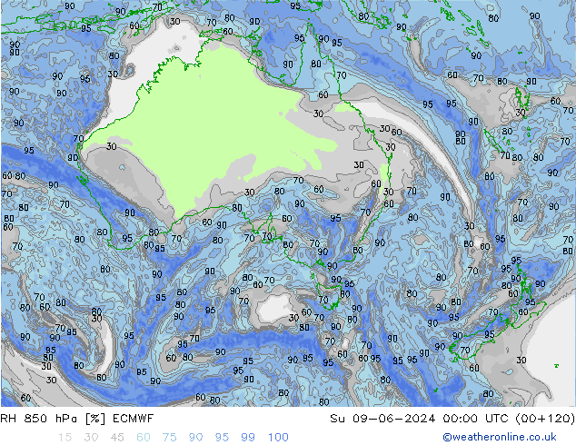 RH 850 hPa ECMWF  09.06.2024 00 UTC