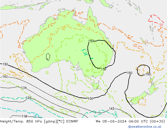 Height/Temp. 850 hPa ECMWF We 05.06.2024 06 UTC