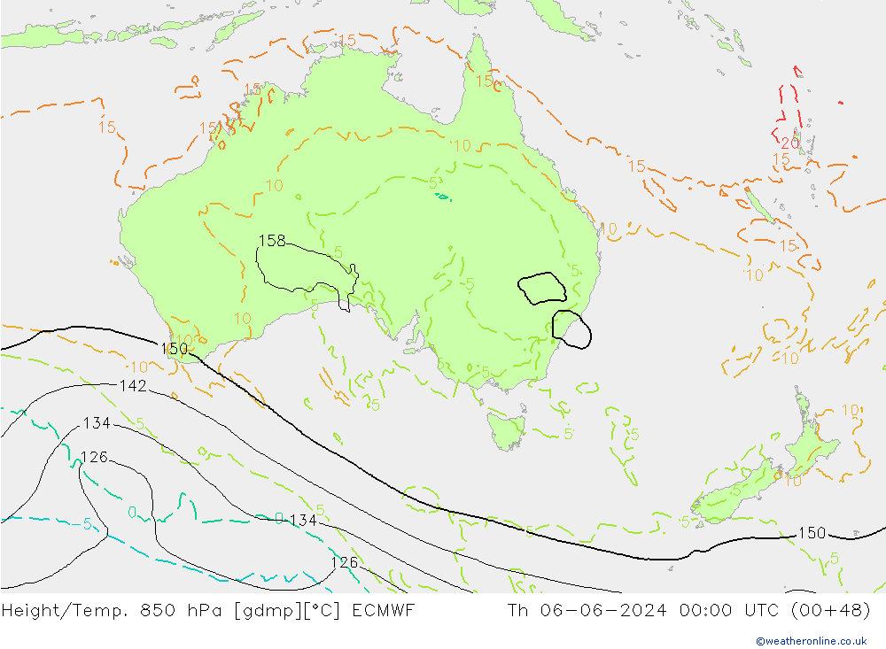 Height/Temp. 850 hPa ECMWF Th 06.06.2024 00 UTC