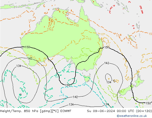 Yükseklik/Sıc. 850 hPa ECMWF Paz 09.06.2024 00 UTC