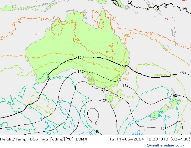 Height/Temp. 850 hPa ECMWF Ter 11.06.2024 18 UTC
