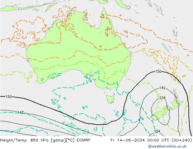 Z500/Rain (+SLP)/Z850 ECMWF ven 14.06.2024 00 UTC