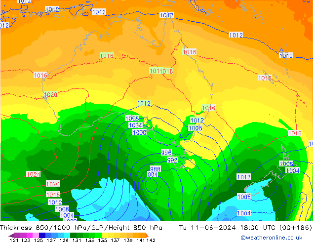 Thck 850-1000 hPa ECMWF Ter 11.06.2024 18 UTC