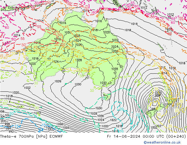 Theta-e 700hPa ECMWF vr 14.06.2024 00 UTC