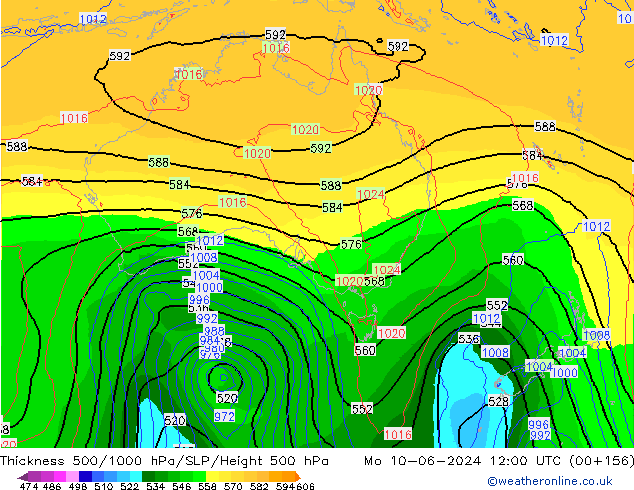 Thck 500-1000hPa ECMWF Po 10.06.2024 12 UTC