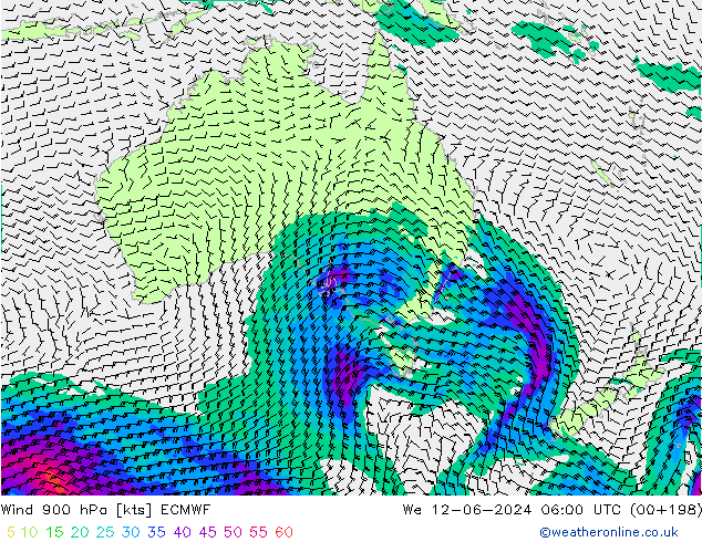 Wind 900 hPa ECMWF St 12.06.2024 06 UTC