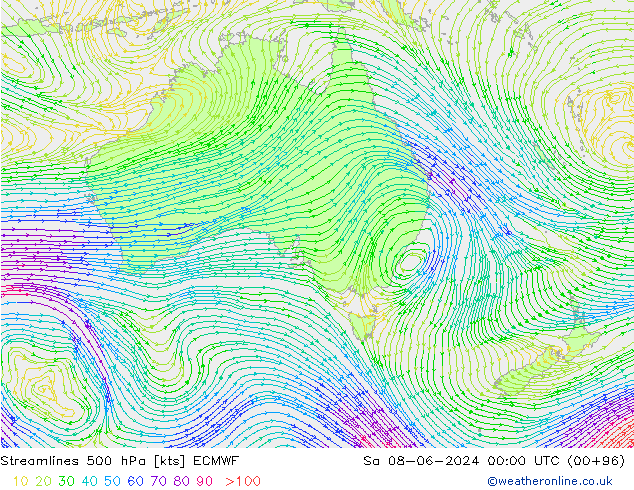 Streamlines 500 hPa ECMWF Sa 08.06.2024 00 UTC