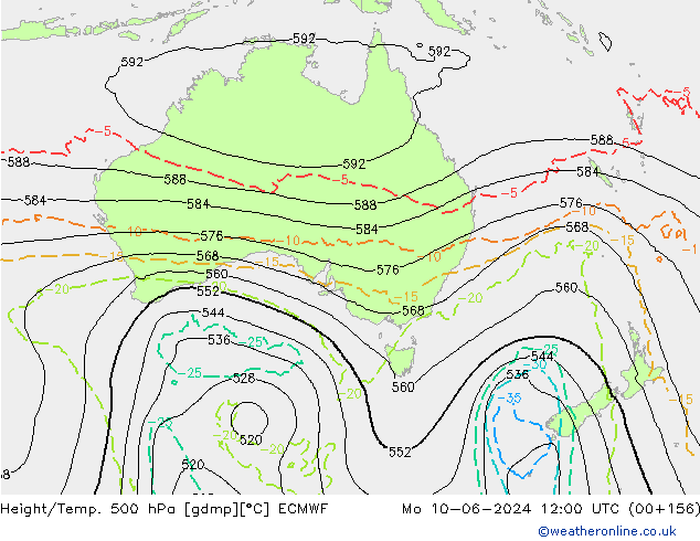 Height/Temp. 500 hPa ECMWF Mo 10.06.2024 12 UTC