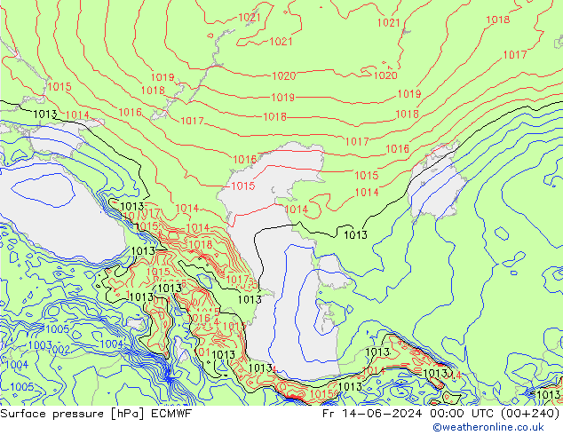 Atmosférický tlak ECMWF Pá 14.06.2024 00 UTC