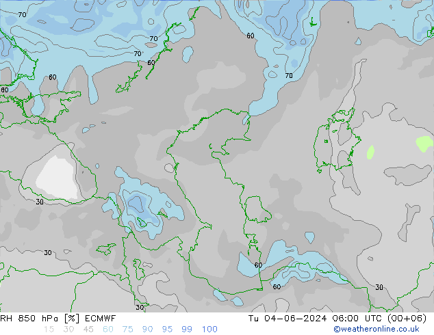 RH 850 hPa ECMWF Ter 04.06.2024 06 UTC