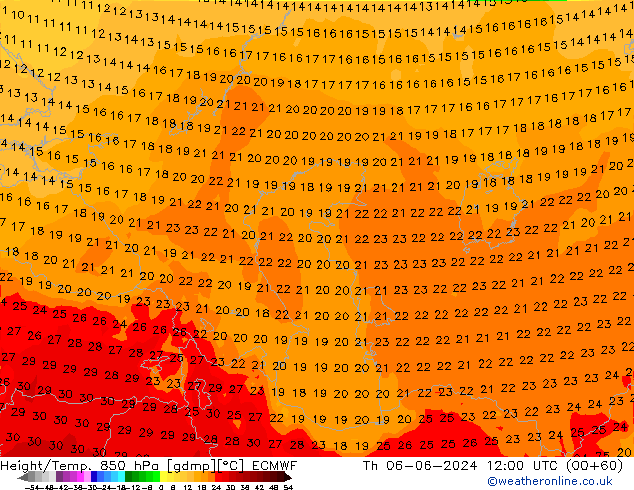 Z500/Rain (+SLP)/Z850 ECMWF чт 06.06.2024 12 UTC