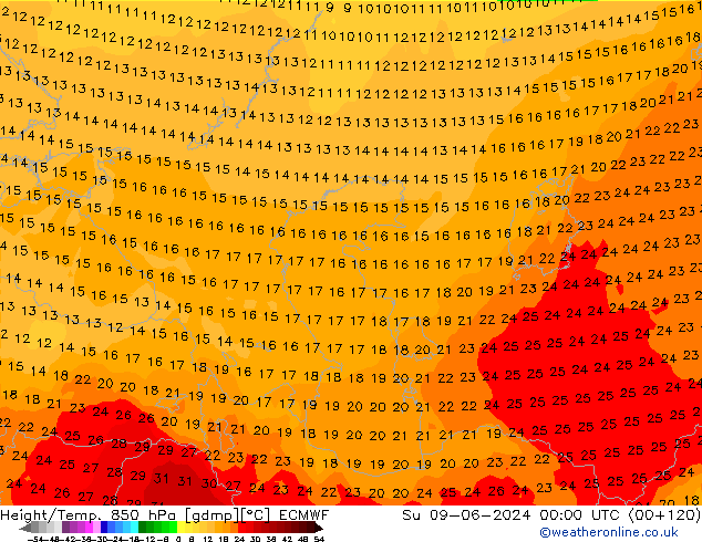 Z500/Rain (+SLP)/Z850 ECMWF Вс 09.06.2024 00 UTC