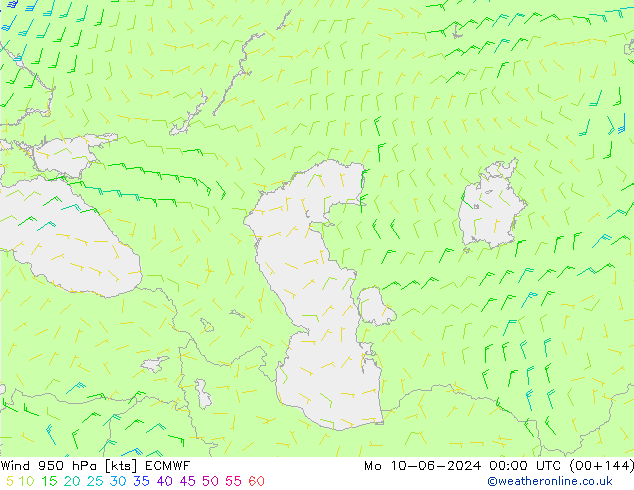 Vento 950 hPa ECMWF lun 10.06.2024 00 UTC