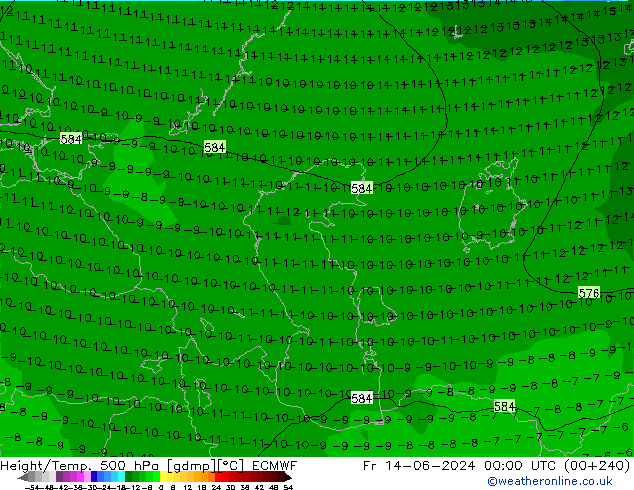 Z500/Rain (+SLP)/Z850 ECMWF Fr 14.06.2024 00 UTC