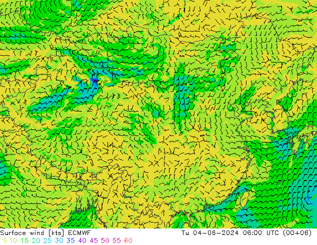 风 10 米 ECMWF 星期二 04.06.2024 06 UTC