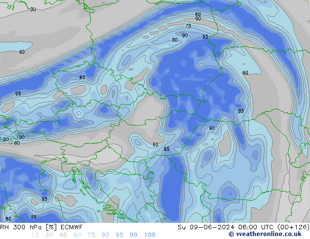 RH 300 hPa ECMWF  09.06.2024 06 UTC