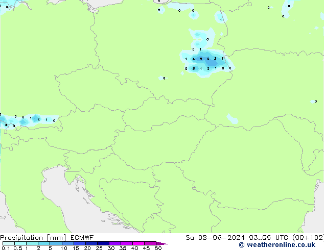 Precipitation ECMWF Sa 08.06.2024 06 UTC