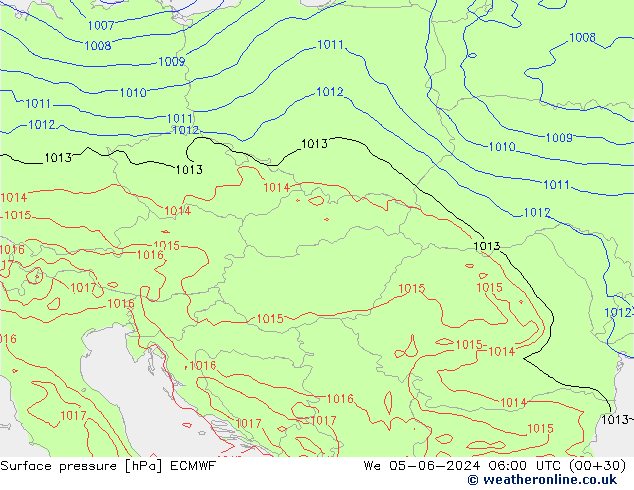 Surface pressure ECMWF We 05.06.2024 06 UTC