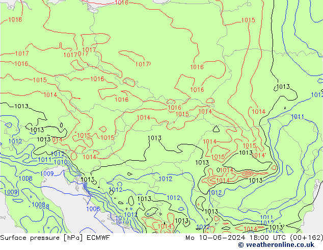 ciśnienie ECMWF pon. 10.06.2024 18 UTC