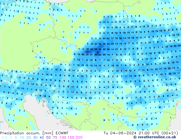 Précipitation accum. ECMWF mar 04.06.2024 21 UTC