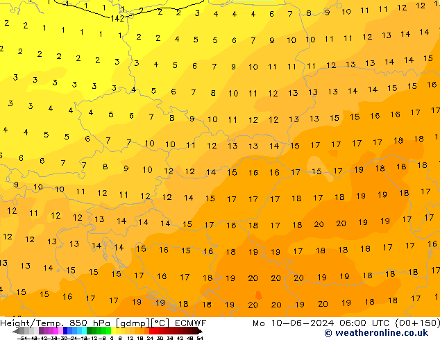 Z500/Yağmur (+YB)/Z850 ECMWF Pzt 10.06.2024 06 UTC