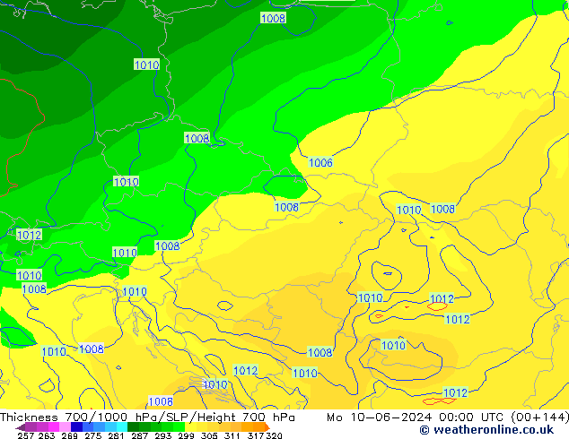 Thck 700-1000 hPa ECMWF Mo 10.06.2024 00 UTC